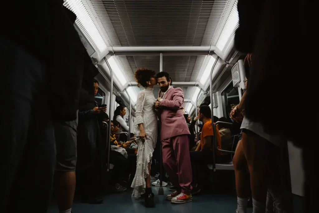 An Urban Celebration Elopement in Barcelona — Frankie & Claire 5 Frankie and Claire Elopement in Barcelona subway— destination elopement photography